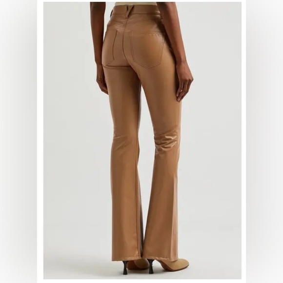 Veronica Beard Beverly Flared Faux Leather Jeans – brown camel  – Size 6- NWT - Picture 3 of 14